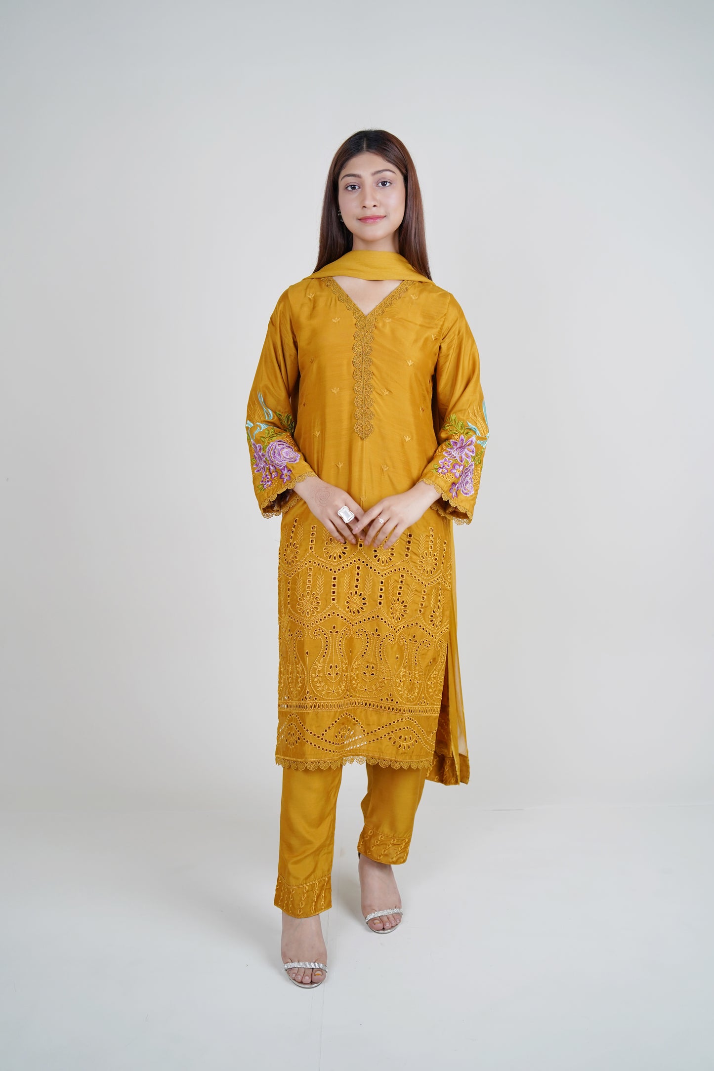 3 PIECE - EMBROIDERED BORING DAMAN : VISCOSE STITCHED SUIT | LG01705