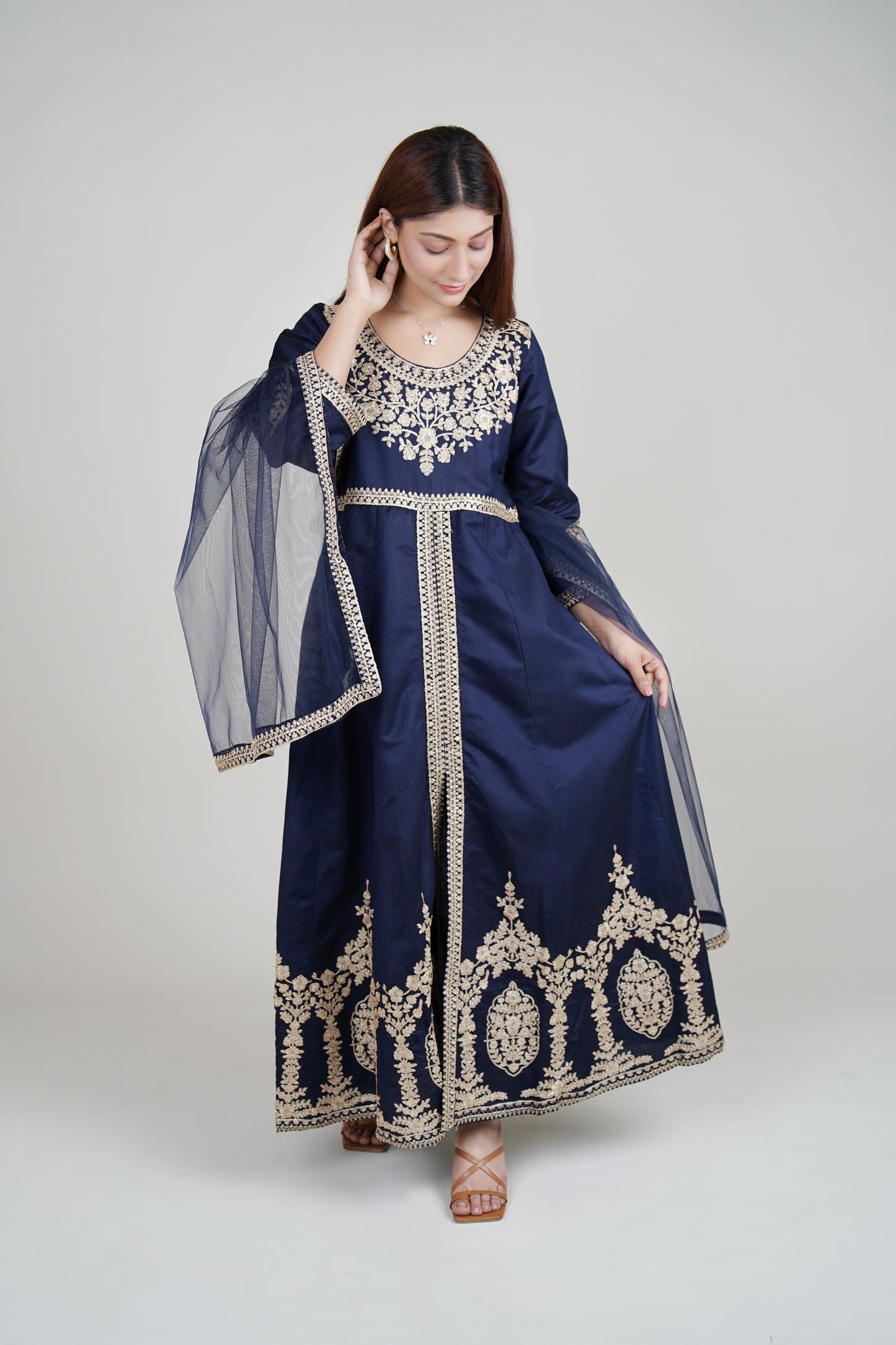 3 PIECE - KHADI FOOT LENGTH : CENTRE CUT MAXI | LG01669