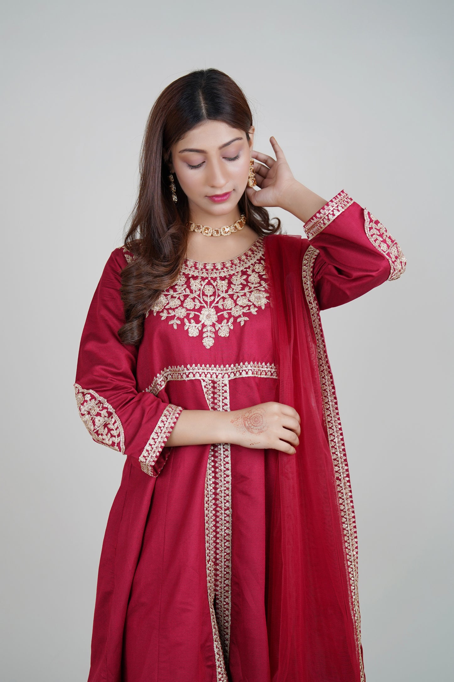 3 PIECE - KHADI FOOT LENGTH : CENTRE CUT MAXI | LG01669