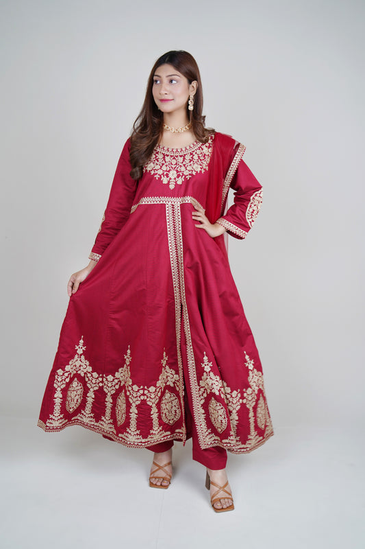 3 PIECE - KHADI FOOT LENGTH : CENTRE CUT MAXI | LG01669