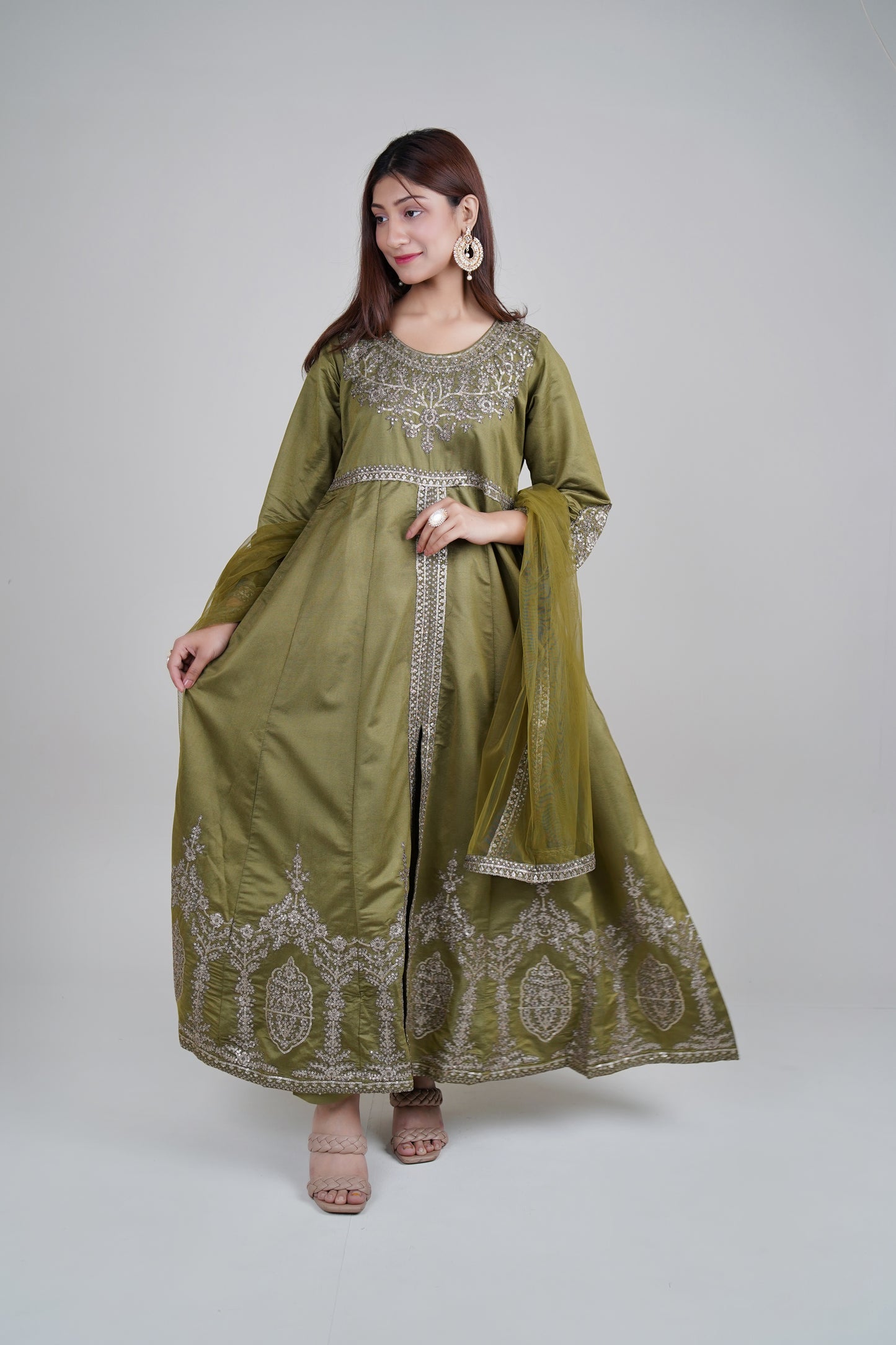 3 PIECE - KHADI FOOT LENGTH : CENTRE CUT MAXI | LG01669