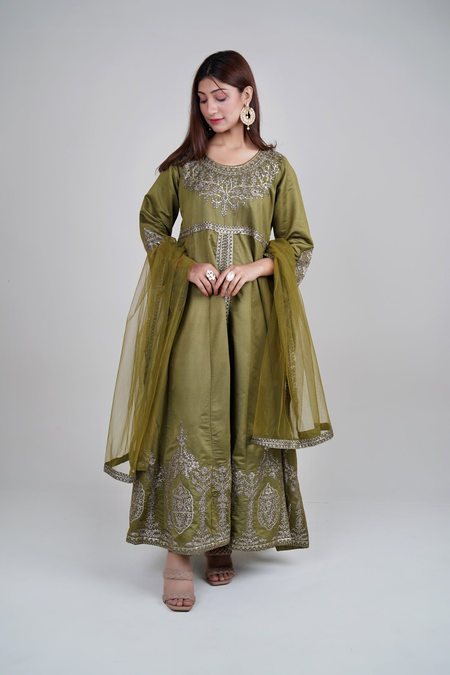 3 PIECE - KHADI FOOT LENGTH : CENTRE CUT MAXI | LG01669