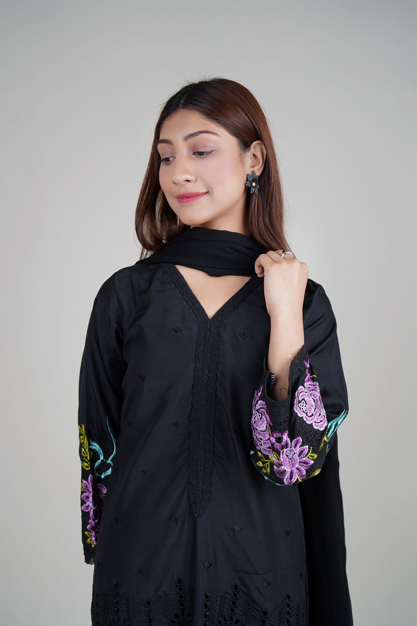 3 PIECE - EMBROIDERED BORING DAMAN : VISCOSE STITCHED SUIT | LG01705